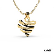 Name 3D Engraved Family Heart Necklace