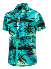 EUOW Men's Hawaiian Shirt Short Sleeves Printed Button Down Summer Bea