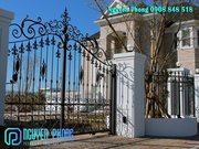 Custom luxury wrought iron double swing gates